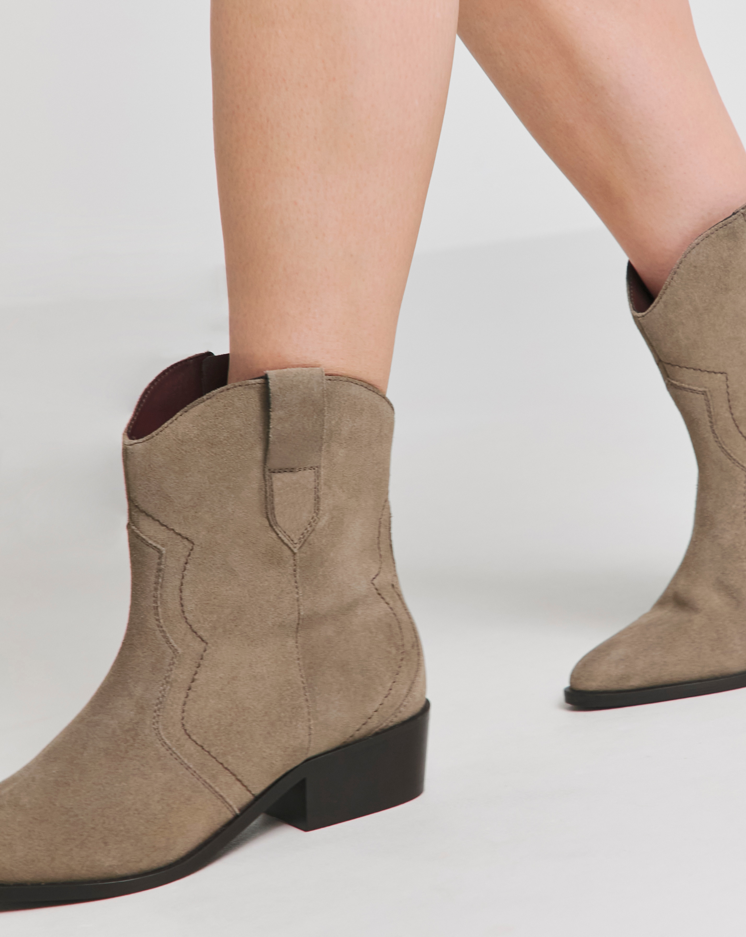 Suede Western Ankle Boot Ex Wide Fit