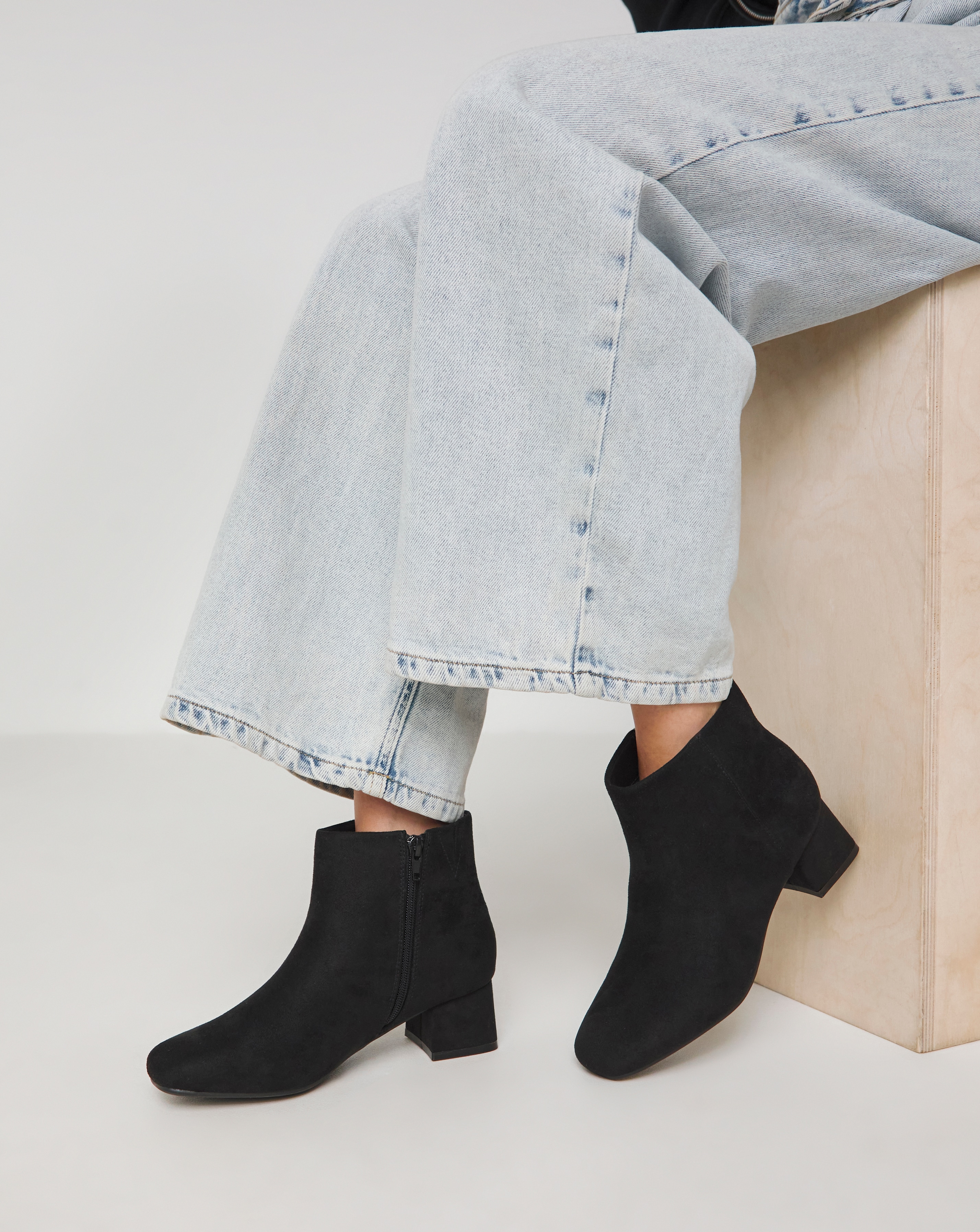 Low Block Heel Ankle Boots Wide Fit