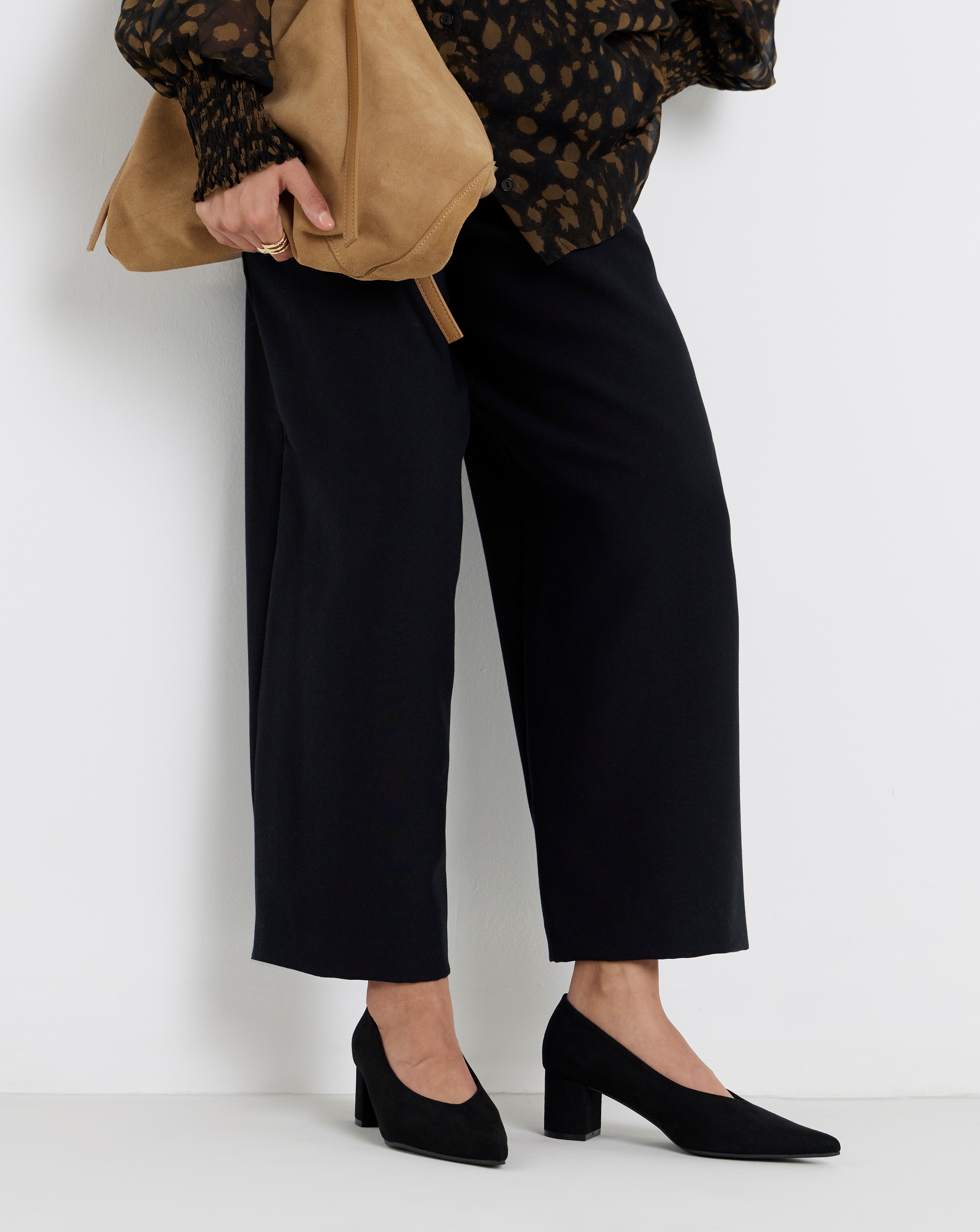 New In - V Cut Heeled Court Shoes Wide