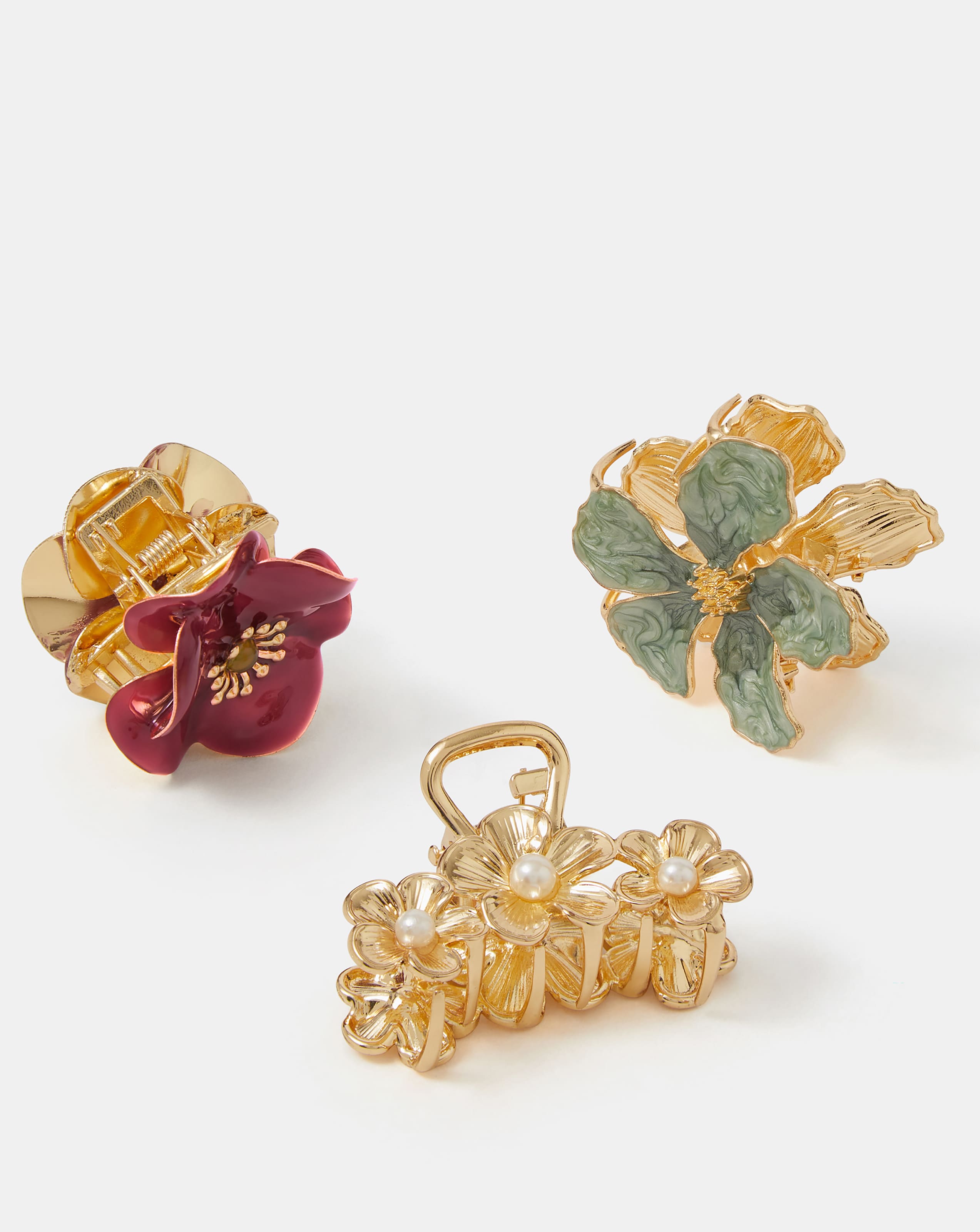Accessorize Floral Metal Claw Clips