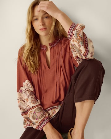 Monsoon Alexandra Floral Pintuck Blouse
