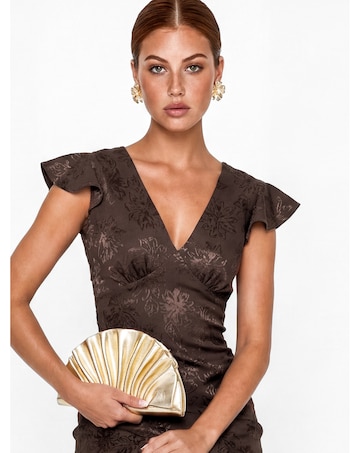 Maya Deluxe Floral Tie Back Satin Dress