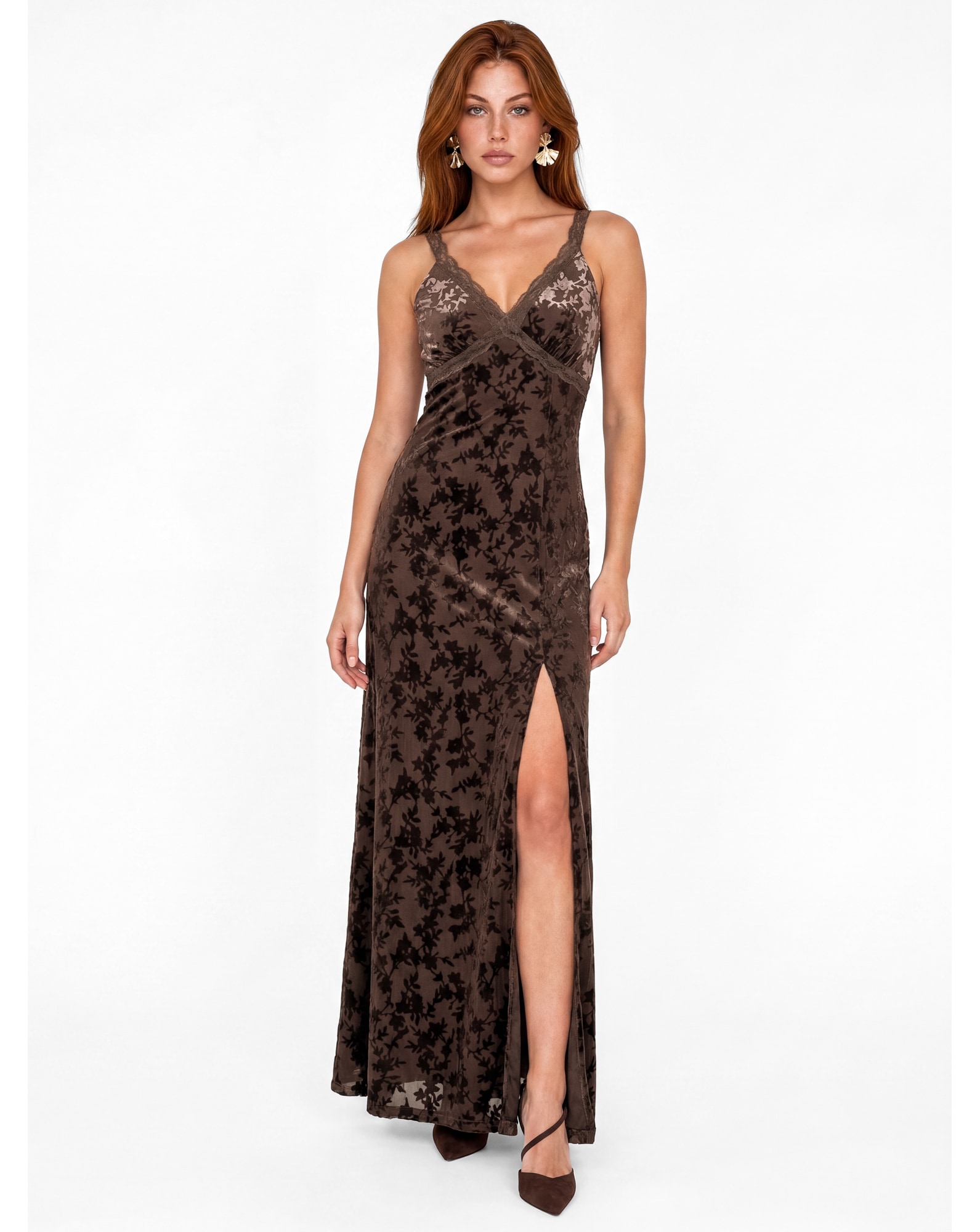 Maya Deluxe Floral Velvet Maxi Dress