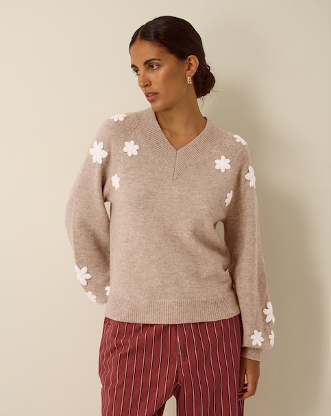 Monsoon Emily Floral Embroidered Jumper