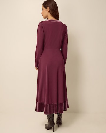 Monsoon Viv Velvet V-Neck Midi Dress