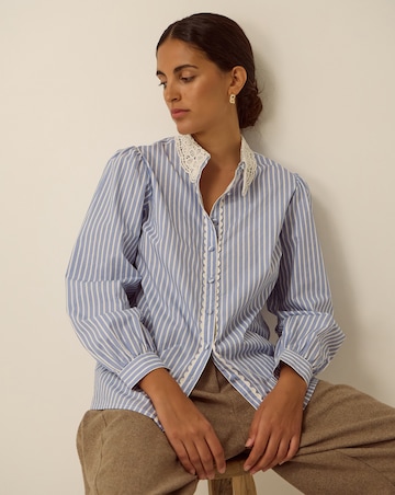 Monsoon Quinn Lace Collar Stripe Shirt