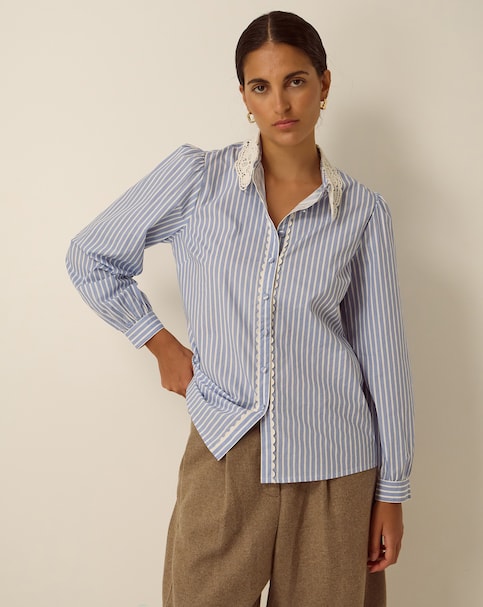 Monsoon Quinn Lace Collar Stripe Shirt