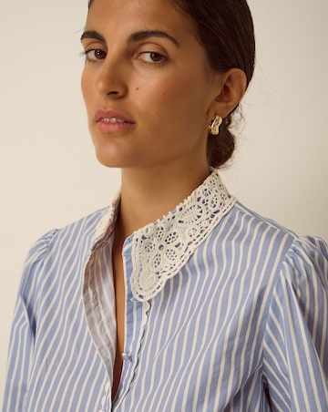 Monsoon Quinn Lace Collar Stripe Shirt
