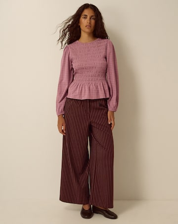 Monsoon Charli Check Smocked Jersey Top