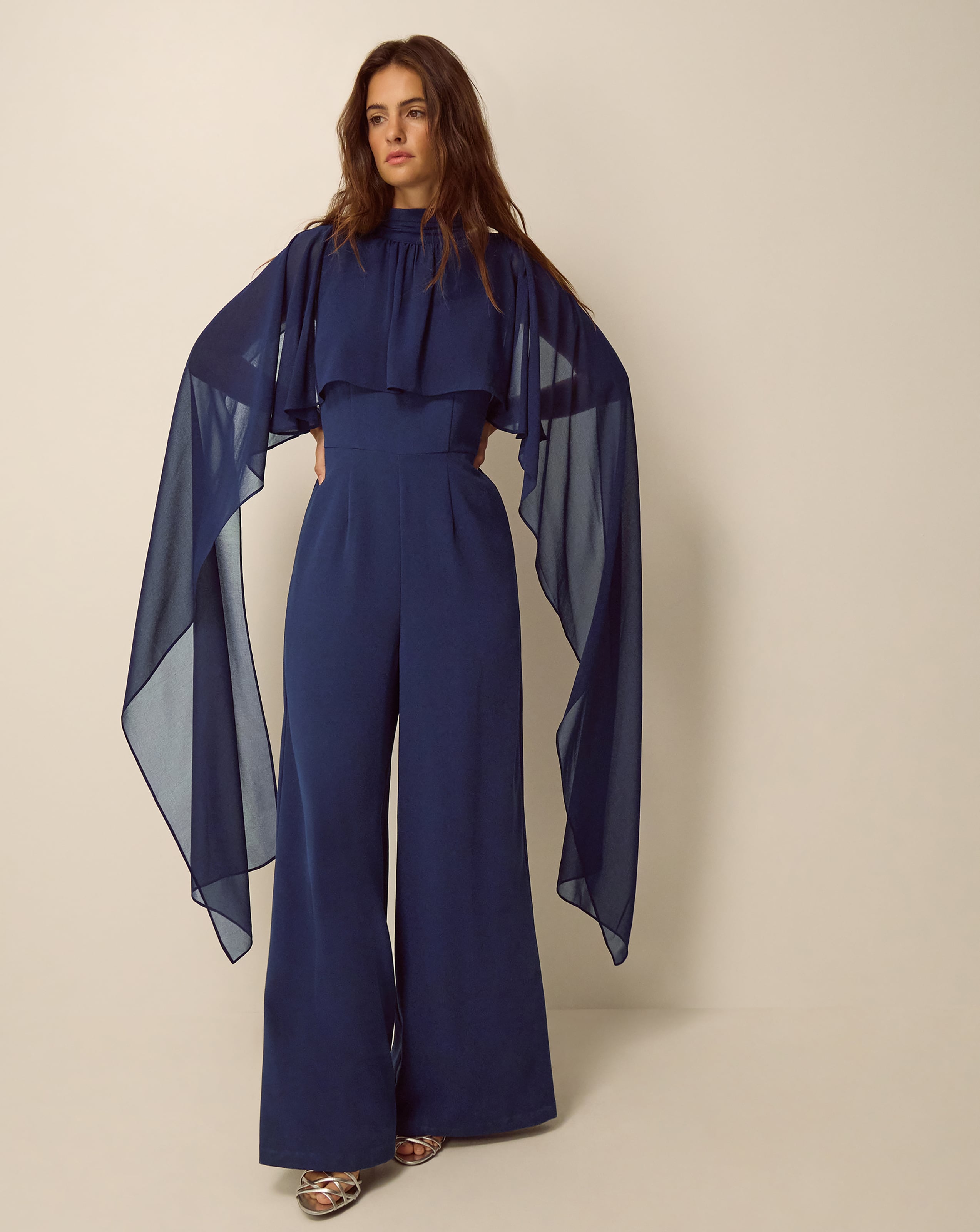 Monsoon Valerie Cape Wide Leg Jumpsuit