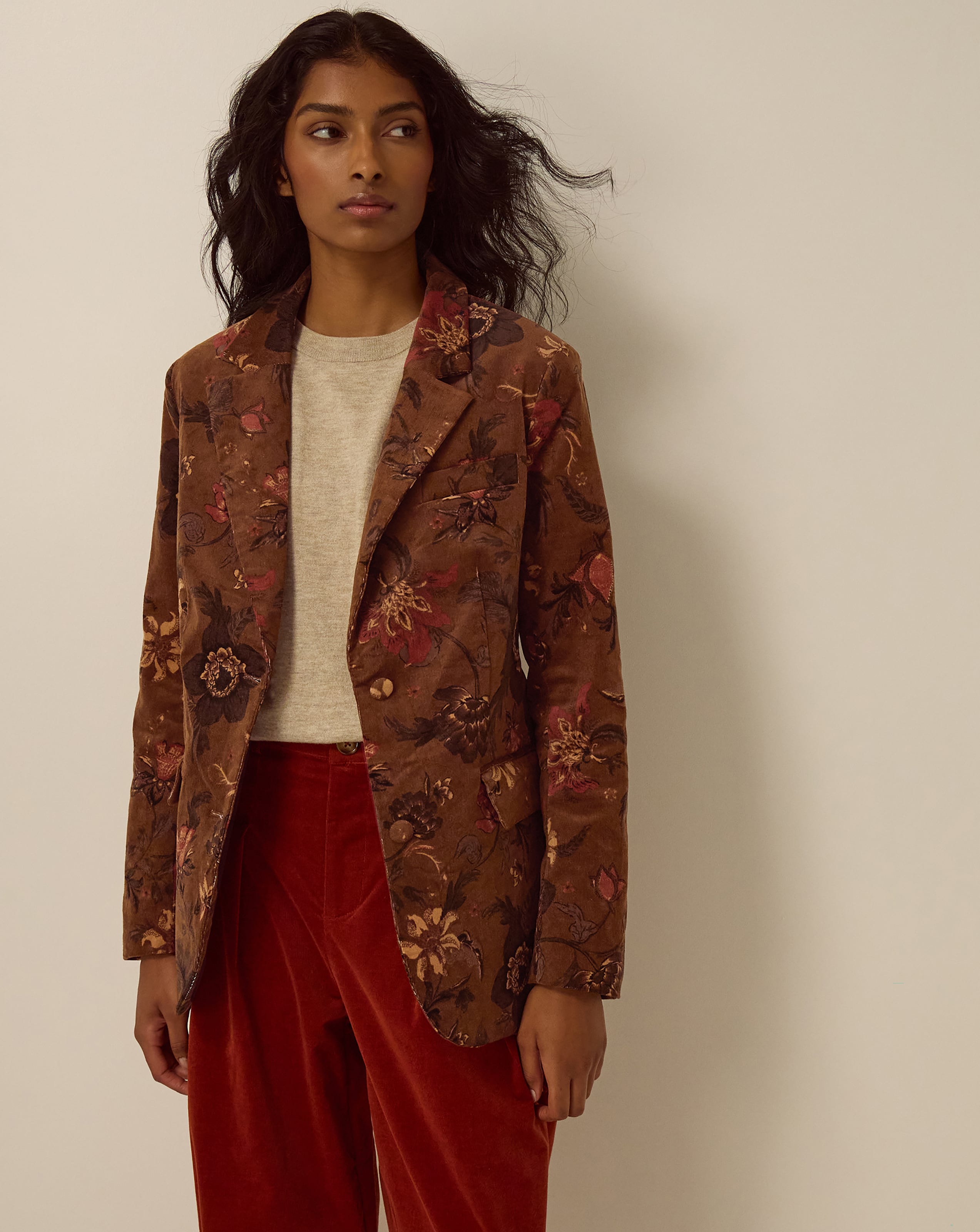 Monsoon Princella Floral Corduroy Blazer