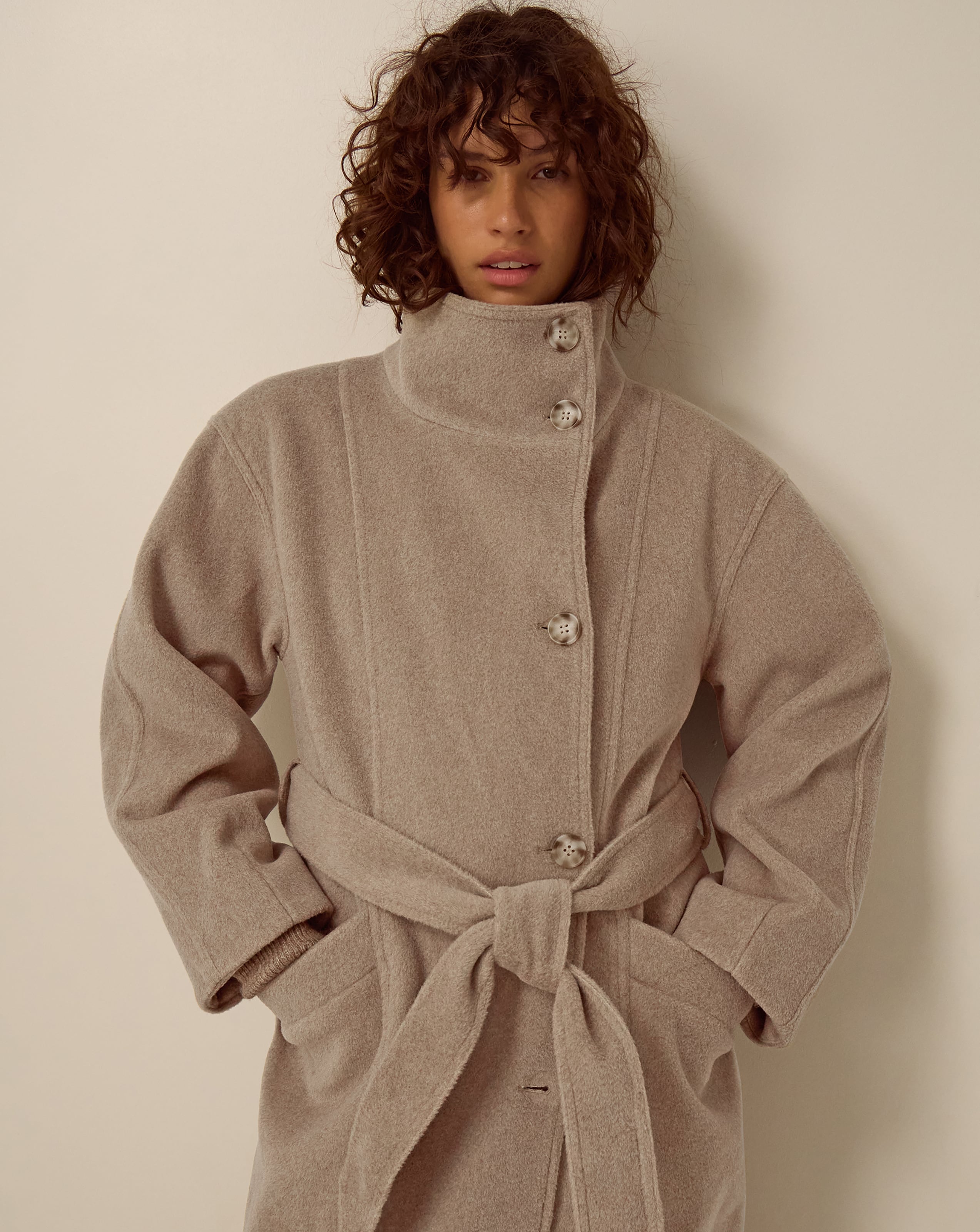 Monsoon Millie Funnel Neck Belted Coat
