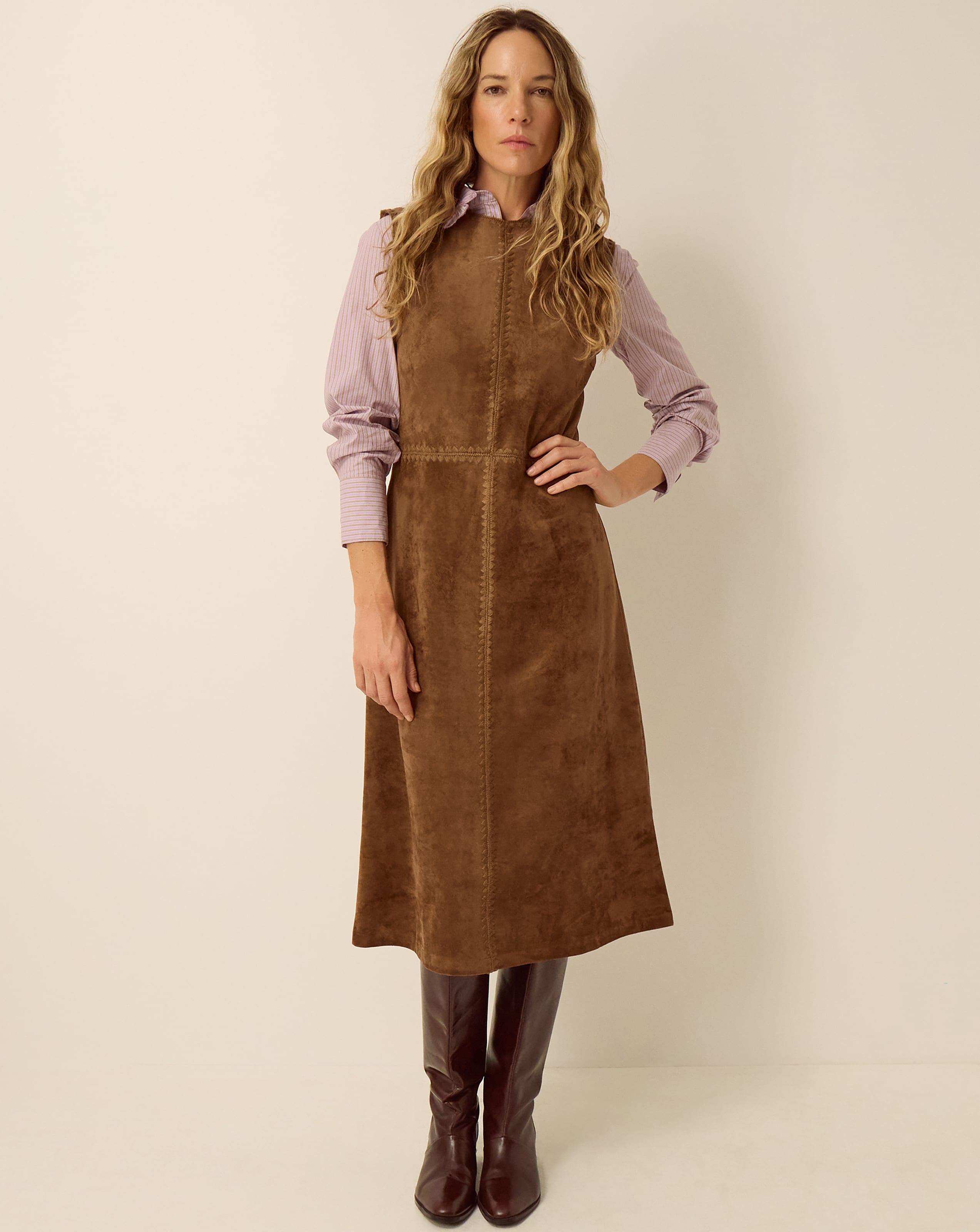 Monsoon Josie Faux Suede Midi Dress