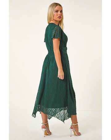 Roman Petite Front Twist Jacquard Dress
