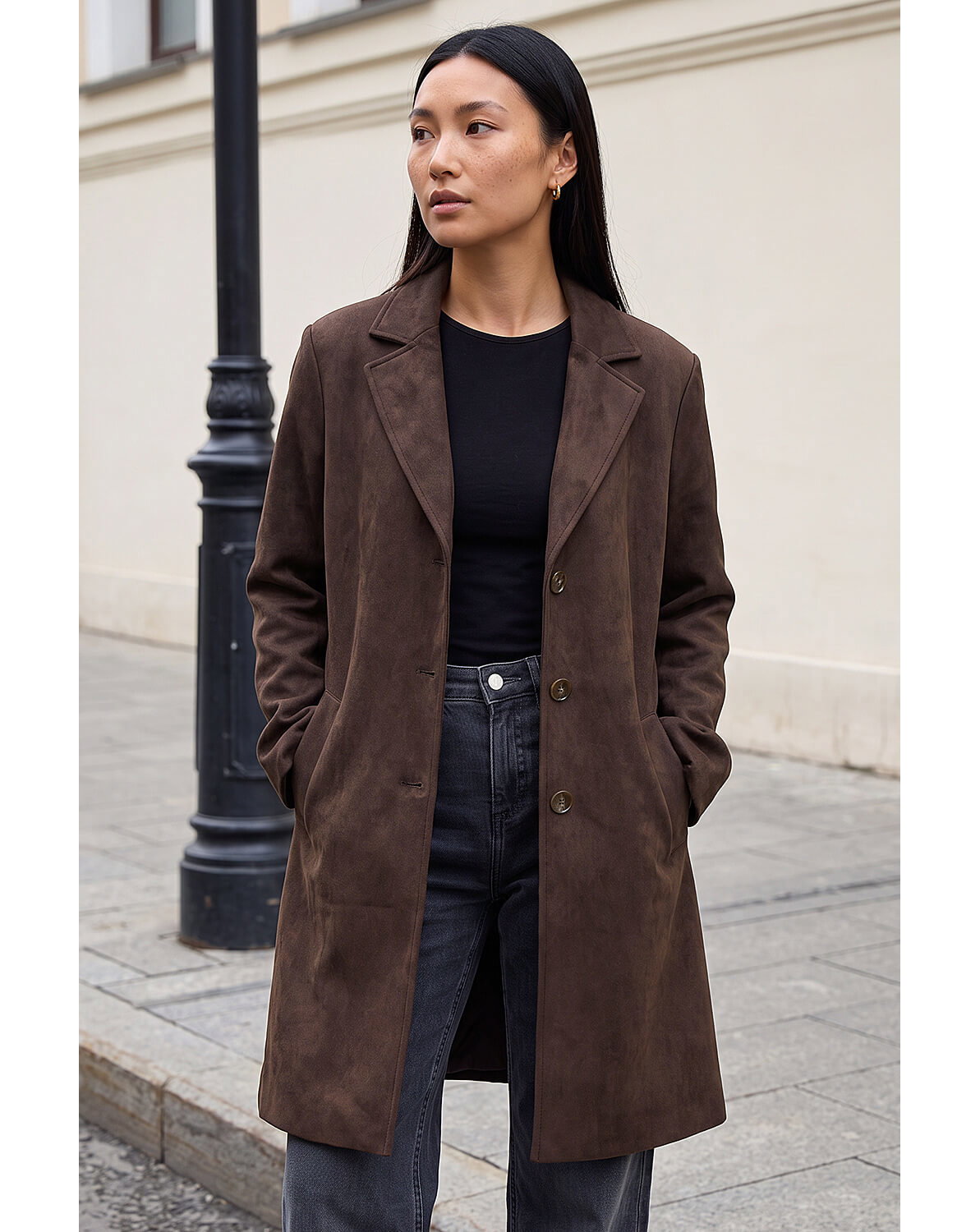 Roman Suedette Coat
