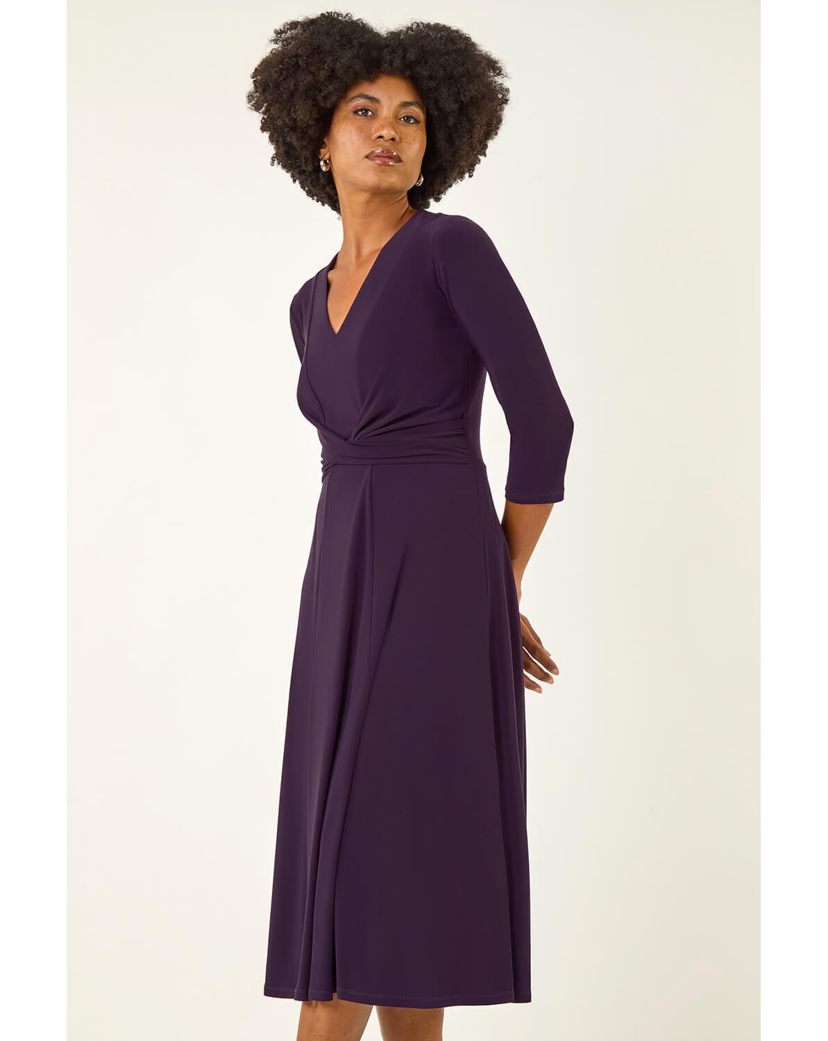 Roman Stretch Crossover Midi Dress