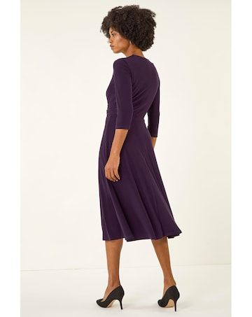 Roman Stretch Crossover Midi Dress