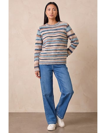 Roman Wool Blend Striped Stretch Jumper