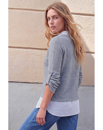 Roman Mock Shirt Textured Knit Jumper