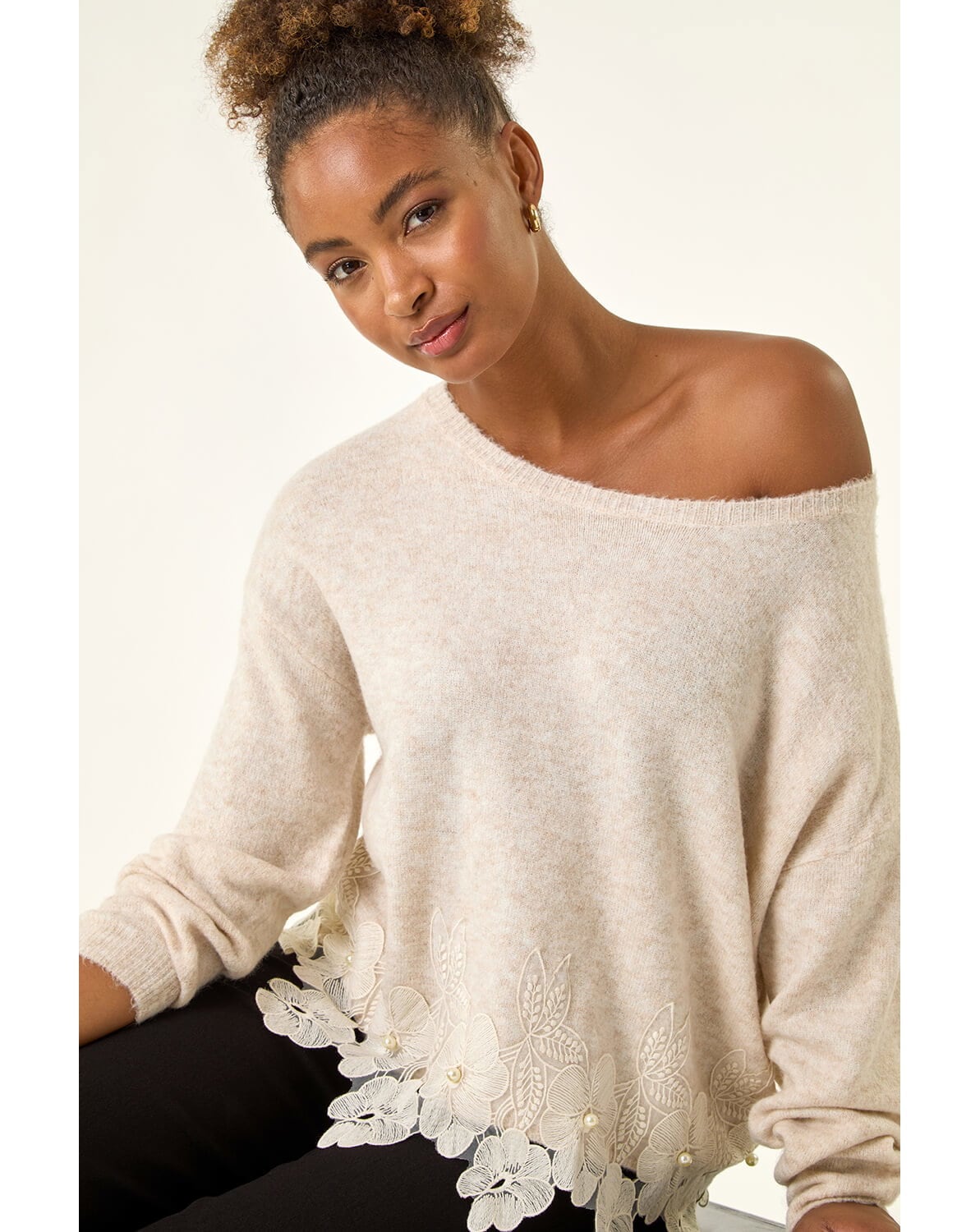 Roman Floral Lace Trim Knit Jumper