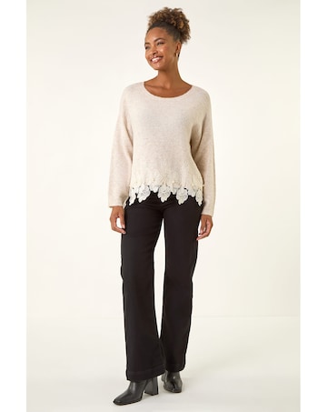 Roman Floral Lace Trim Knit Jumper