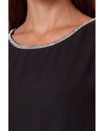 Roman Sparkly Asymmetric Chiffon Top