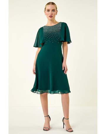Roman Petite Embellished Skater Dress