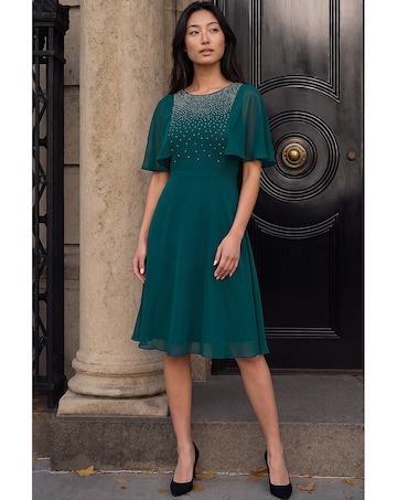 Roman Petite Embellished Skater Dress