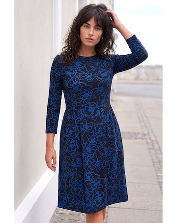 Roman Floral Side Ruched Dress