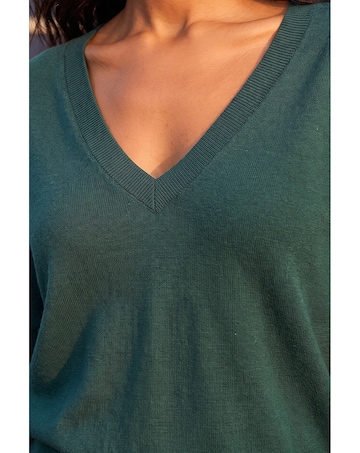 Roman V-Neck Stretch Longline Jumper