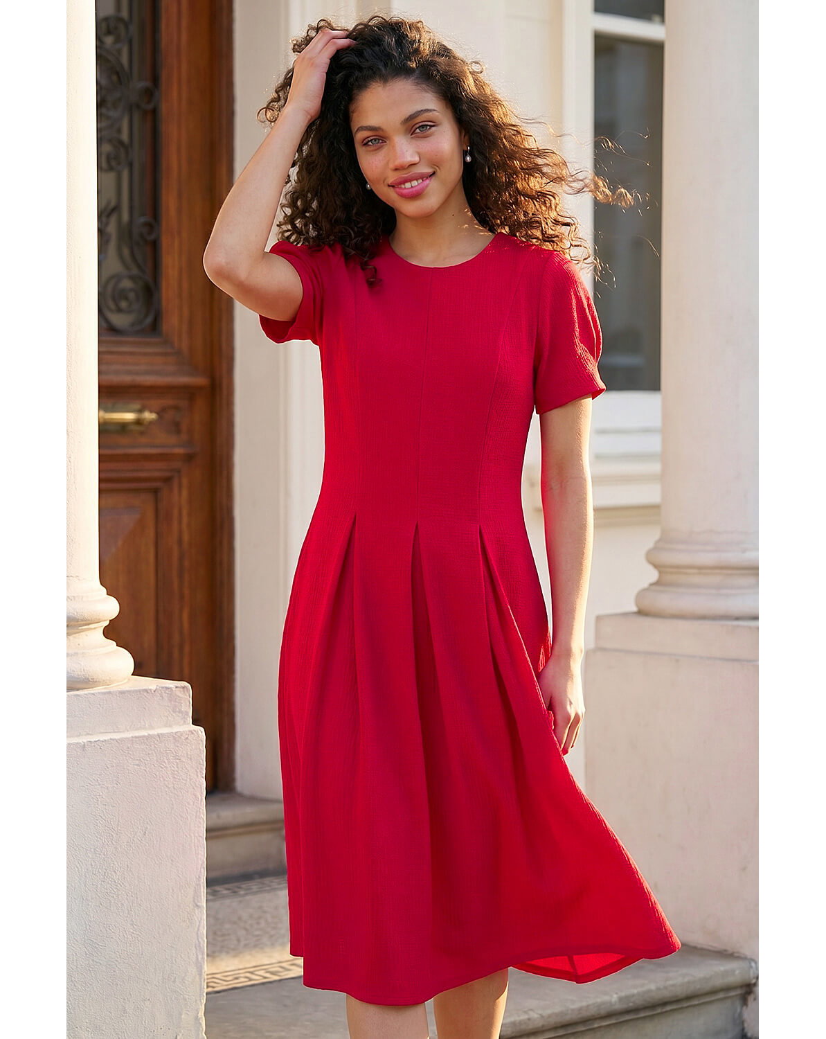 Roman Petite Textured Midi Dress