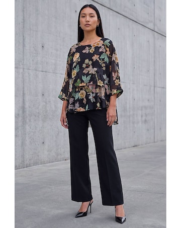 Roman Floral Print Overlay Top
