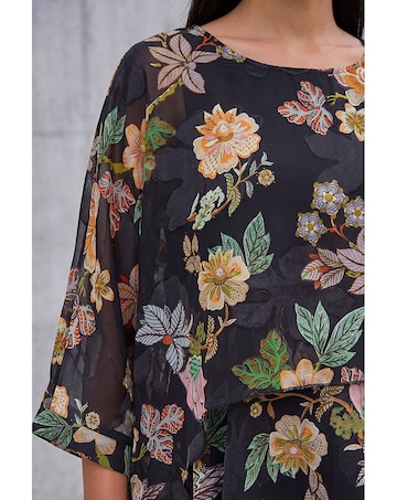 Roman Floral Print Overlay Top