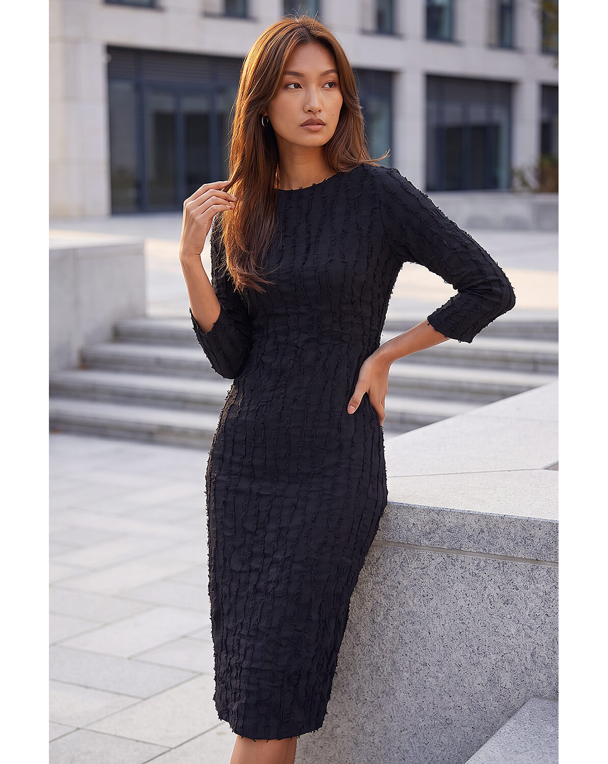 Roman Textured Midi Dress