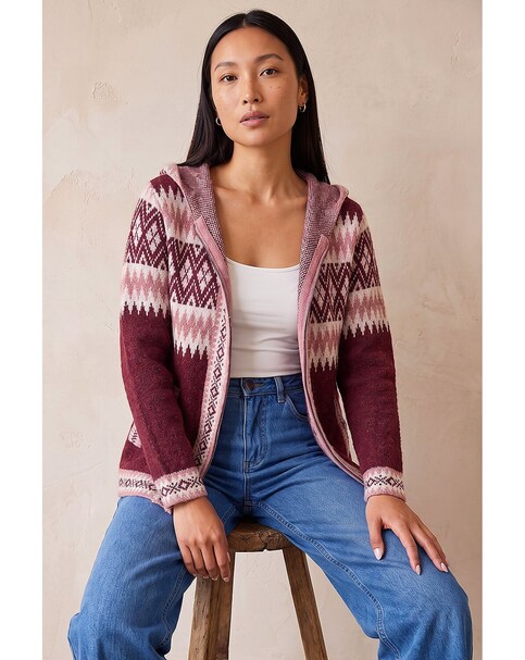 Roman Jacquard Zipped Knit Cardigan