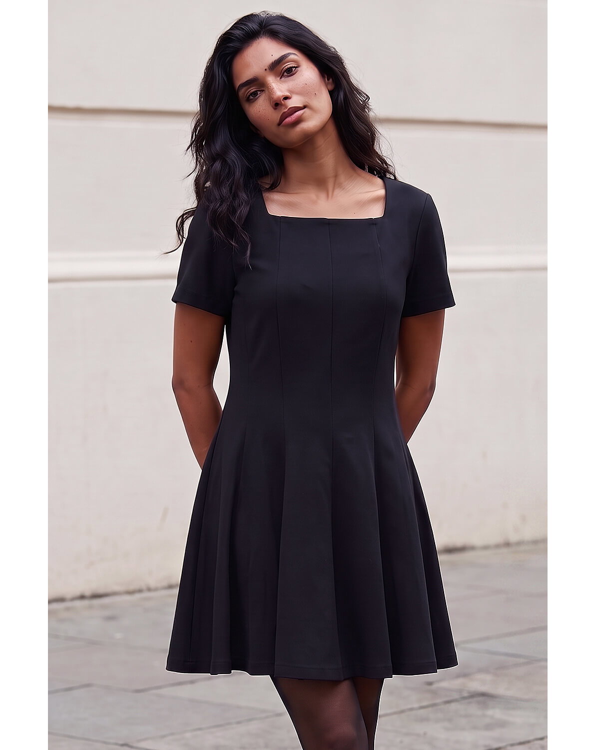Roman Square Neck Panel Dress