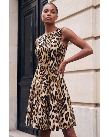 Roman Animal Print Panelled Dress