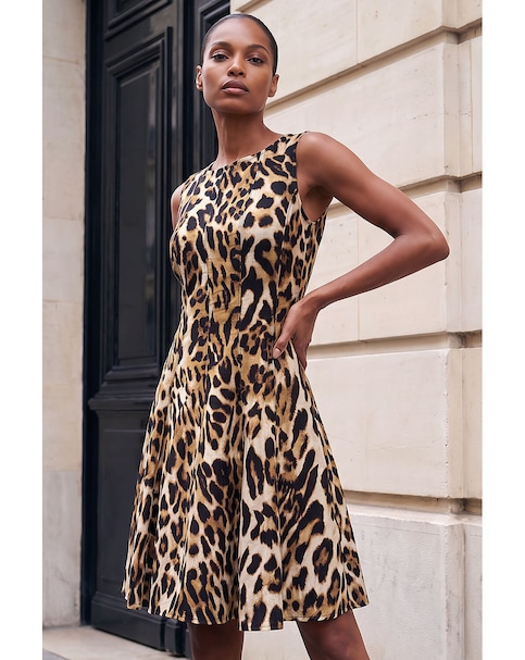 Roman Animal Print Panelled Dress