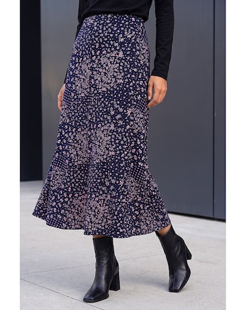 Roman Linear Floral Stretch Midi Skirt