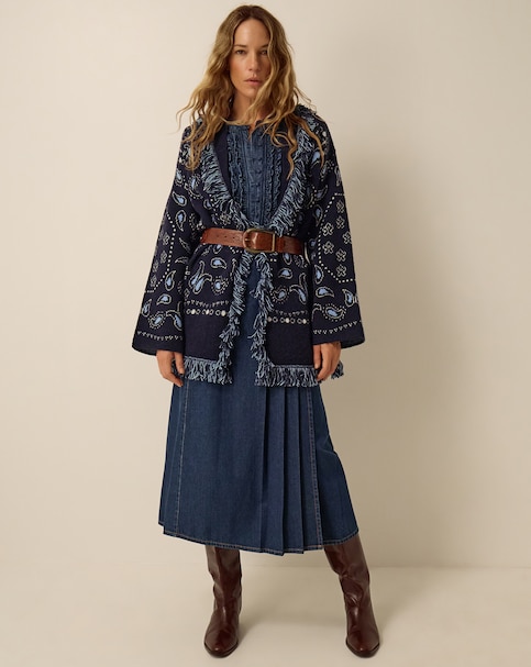 New In - Monsoon Payton Paisley Fringe Cardigan