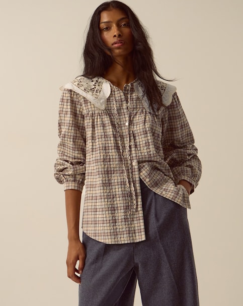 New In - Monsoon Thea Lace Collar Check Shirt