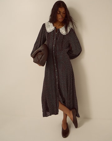 Monsoon Shae Lace Polka Dot Midi Dress