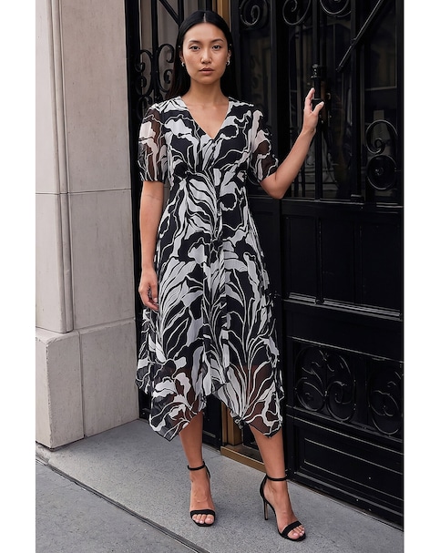 New In - Roman Abstract Hanky Hem Dress