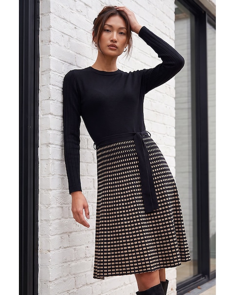 New In - Roman Check Print Belted Jumper Dress
