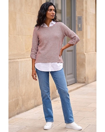 Roman Mock Shirt Textured Knit Jumper