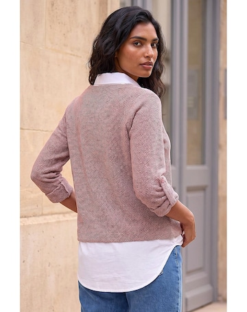Roman Mock Shirt Textured Knit Jumper