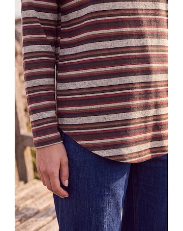 Roman Stripe Print Snit Top