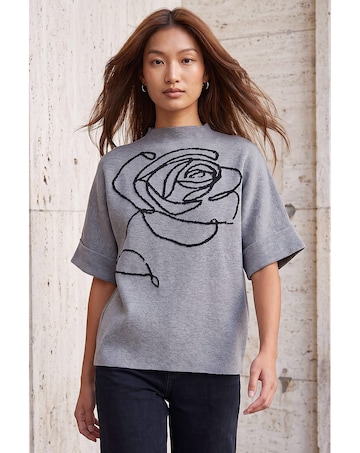 Roman Rose High Neck Knit Jumper