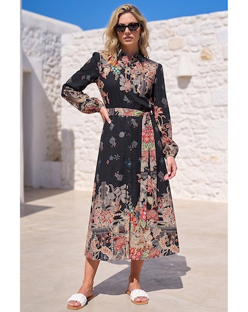 Roman Floral Border Shirt Dress