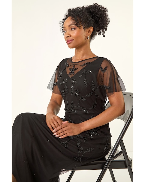 New In - Roman Petite Embroidered Layered Dress